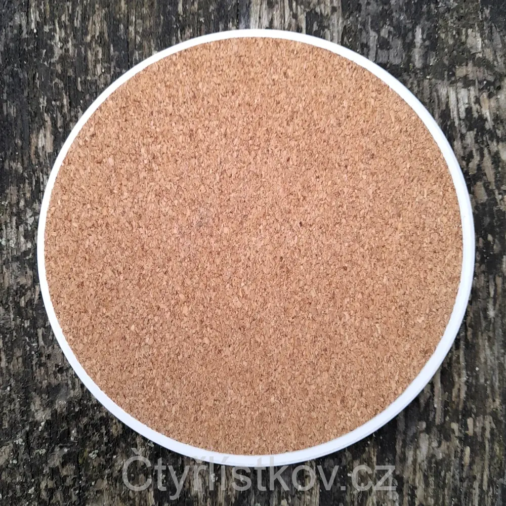 Podtácek - čtyřlístky s květy srdcovky a jahodníku - kruh 10cm