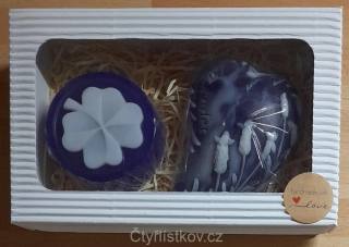Voňavý čtyřlístek + levandulové srdce v krabičce