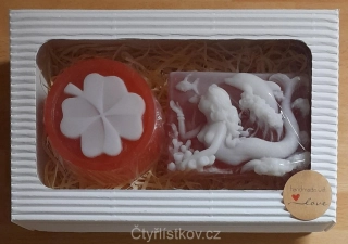 Voňavý čtyřlístek + mořská panna s delfínem v krabičce