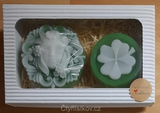 Voňavý čtyřlístek + dáma s maskou v krabičce