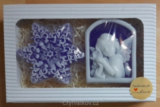 Vánoční krabička - anděl v okně a vločka